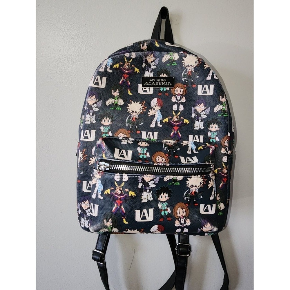 My Hero Academia Chibi Character Mini Backpack Navy Blue Faux Leather Anime Bag